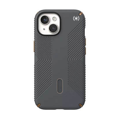 Speck Presidio2 Grip ClickLock & MagSafe – Dėklas iPhone 16e / iPhone 15 / iPhone 14 / iPhone 13 (Anglies pilka/Šalta bronza)