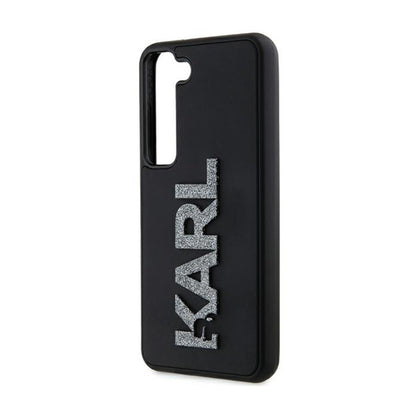 Karl Lagerfeld 3D guminis blizgučio logotipas – „Samsung Galaxy S23+“ dėklas (juodas)