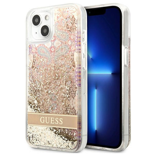 Guess Liquid Glitter Paisley – Dėklas iPhone 13 mini (auksinis)