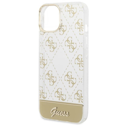 Guess 4G Stripe Script Logo Electroplated Pattern – Dėklas iPhone 14 Plus (auksinis)