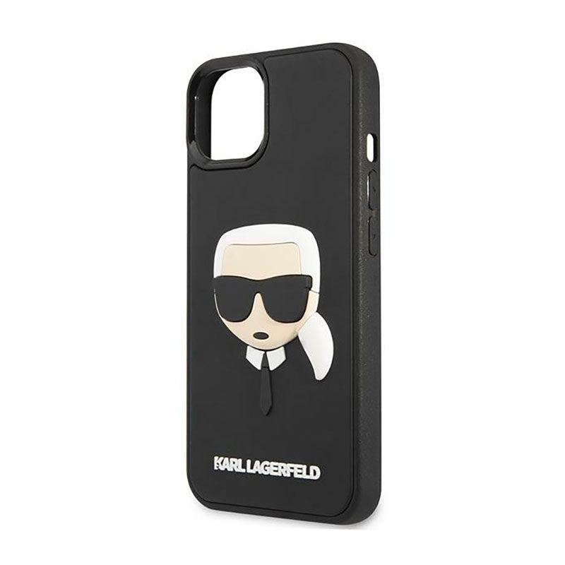 Karl Lagerfeld 3D guminė Karlo galva – dėklas, skirtas iPhone 14 Plus (juodas)