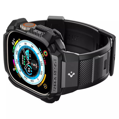Spigen Rugged Armor Pro dėklas – apyrankė su dėklu, skirta Apple Watch Ultra 49 mm (juoda)