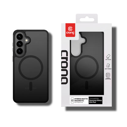 Crong Hybrid Matte Magnetic - MagSafe dėklas Samsung Galaxy S26+ (Juodas)