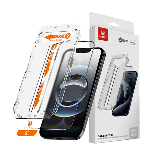 Crong EasyShield 2 vnt. - grūdintas stiklas skirtas iPhone 16e / 14 / 13 / 13 Pro (2 vnt.)