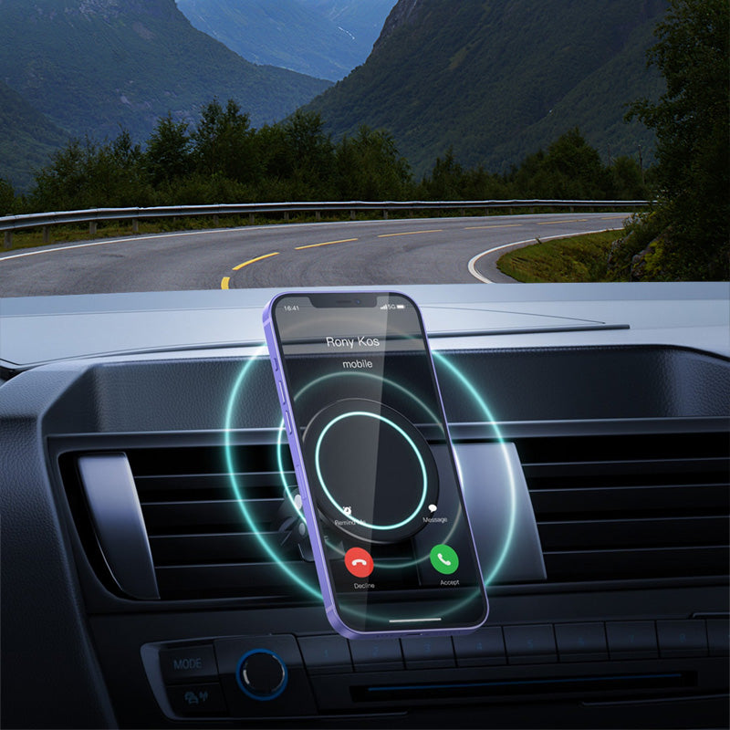 Crong Carclip Magnetic - magnetinis automobilinis laikiklis MagSafe (juodas)