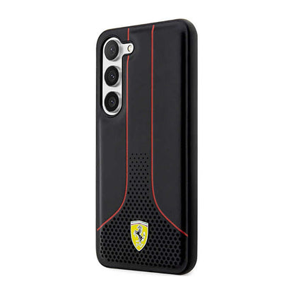 Ferrari Perforated 296P Collection - dėklas Samsung Galaxy S23 (juodas)