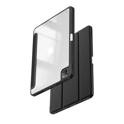 Crong PrimeFolio – Dėklas skirtas iPad Air 11” M3 (2025) / iPad Air 11” M2 (2024) / iPad Air 10.9” (5-4 kartos) / iPad Pro 11" (2022-2021) (juodas/skaidrus)