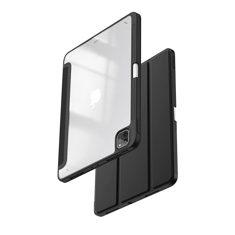 Crong PrimeFolio – dėklas iPad Air 11” (2026–2024) / iPad Air 10.9” (5-osios–4-osios kartos) / iPad Pro 11" (2022–2021) (juodas/skaidrus)