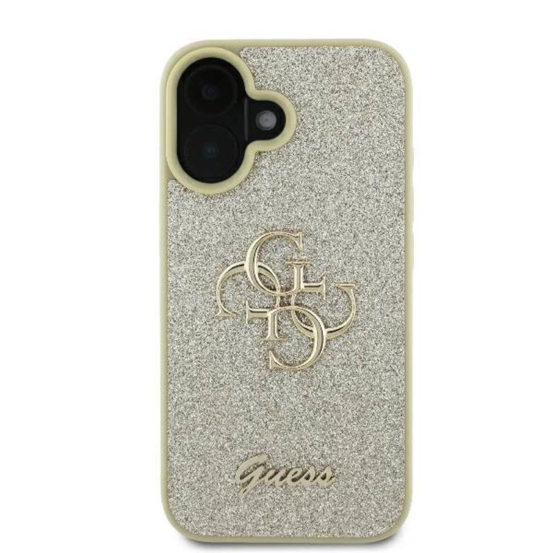 Guess Fixed Glitter Big 4G - dėklas iPhone 16 Plus (auksinis)