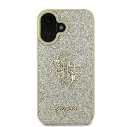 Guess Fixed Glitter Big 4G - dėklas iPhone 16 Plus (auksinis)