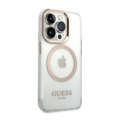 Guess Metal Outline MagSafe – dėklas, skirtas „iPhone 14 Pro Max“ (skaidrus)
