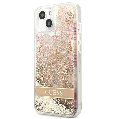 Guess Liquid Glitter Paisley – Dėklas iPhone 13 mini (auksinis)