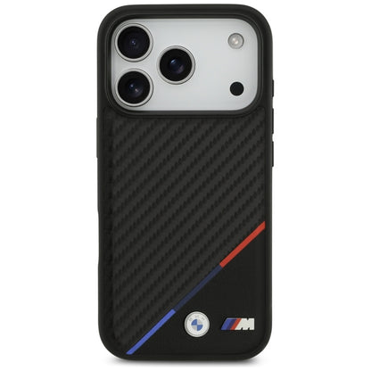 BMW M Carbon Tricolor Line MagSafe dėklas iPhone 17 Pro (juodas)