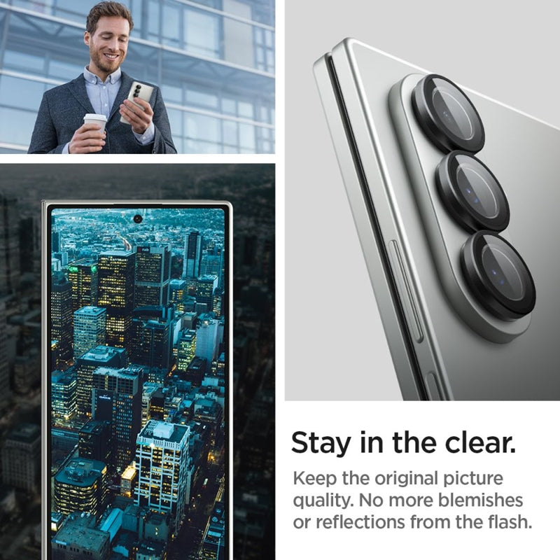 Spigen Optik Pro HD GLAS.TR EZ Fit fotoaparato apsauga 2 vnt. – lęšių apsauga, skirta „Samsung Galaxy Z Fold 7“ (2 vnt.) (juoda)