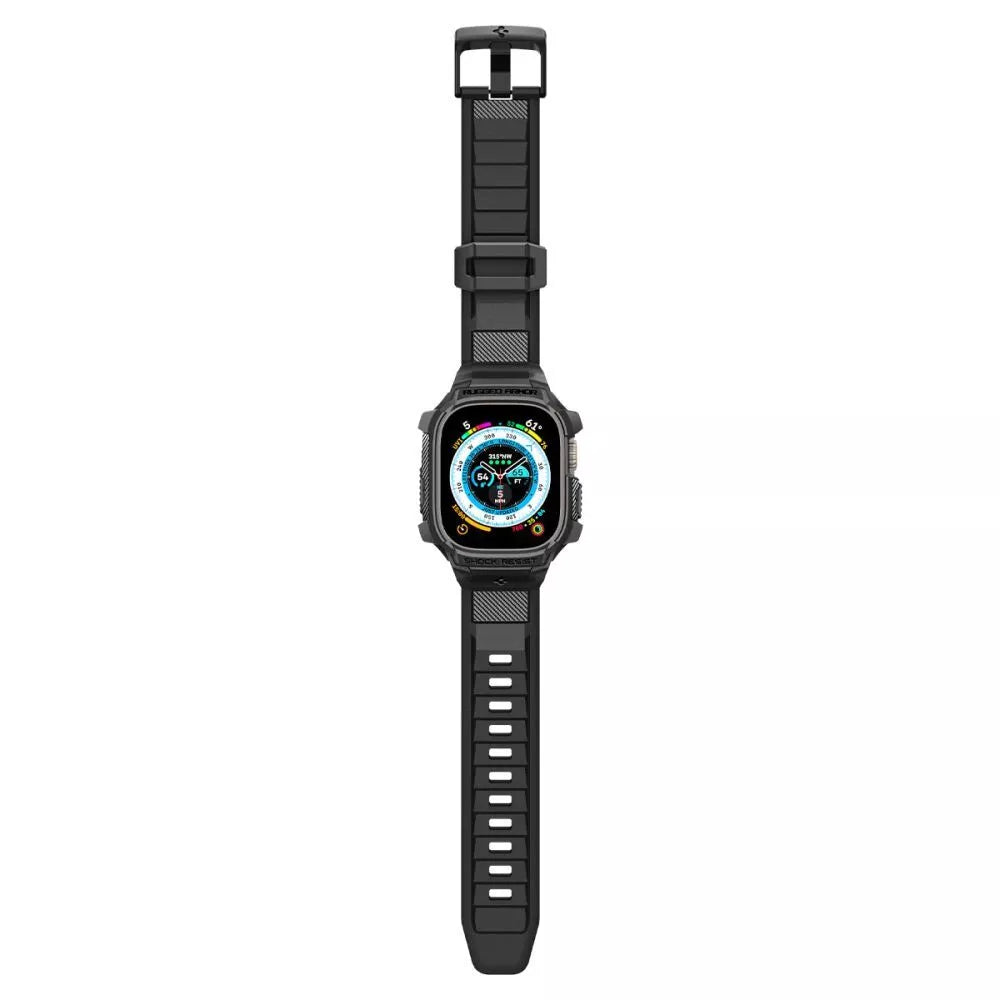 Spigen Rugged Armor Pro dėklas – apyrankė su dėklu, skirta Apple Watch Ultra 49 mm (juoda)