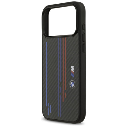 BMW M Kevlar linijos ir logotipas MagSafe - iPhone 17 Pro Max dėklas (Juodas)