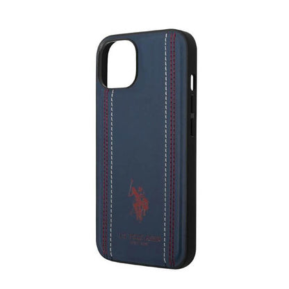 US Polo Assn Leather Stitch – Dėklas skirtas iPhone 14 Plus (tamsiai mėlyna)