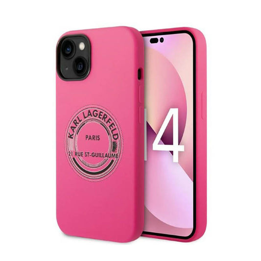 Karl Lagerfeld Silicone RSG – dėklas, skirtas iPhone 14 Plus (rožinė)