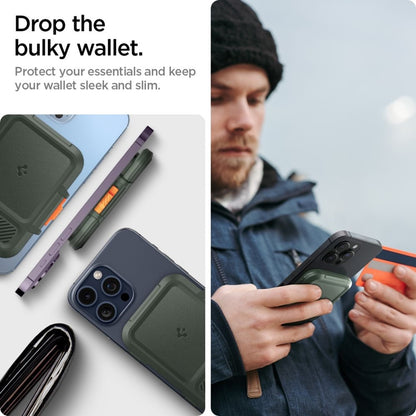 Spigen Lock Fit MagSafe – magnetinė piniginė (kariška žalia)