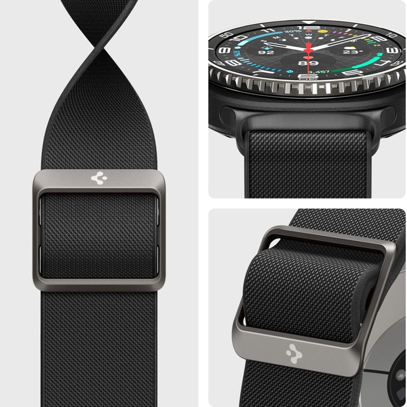 Spigen Fit Lite - Dirželis, skirtas Samsung Galaxy Watch 8 / 8 Classic 40 / 44 / 46 mm (Juodas)