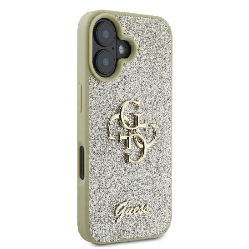 Guess Fixed Glitter Big 4G - dėklas iPhone 16 Plus (auksinis)