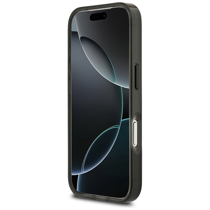 BMW M IML metaliniai mygtukai su trispalvėmis linijomis, MagSafe - dėklas iPhone 17 Pro Max (juodas)