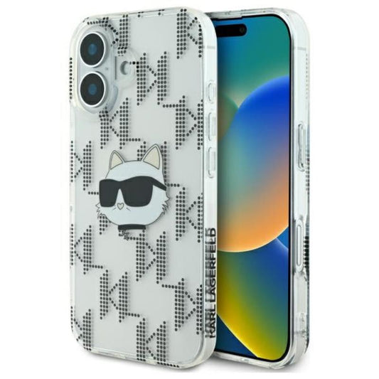 Karl Lagerfeld IML Choupette Galva, Elektro dengtas dėklas, skirtas iPhone 16 (skaidrus)