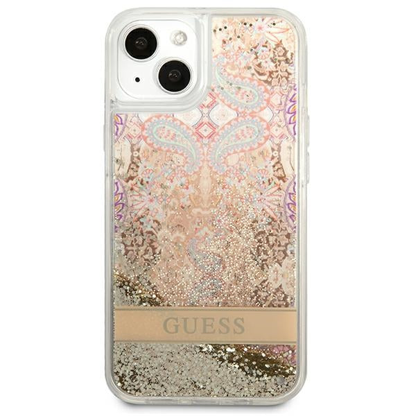 Guess Liquid Glitter Paisley – Dėklas iPhone 13 mini (auksinis)