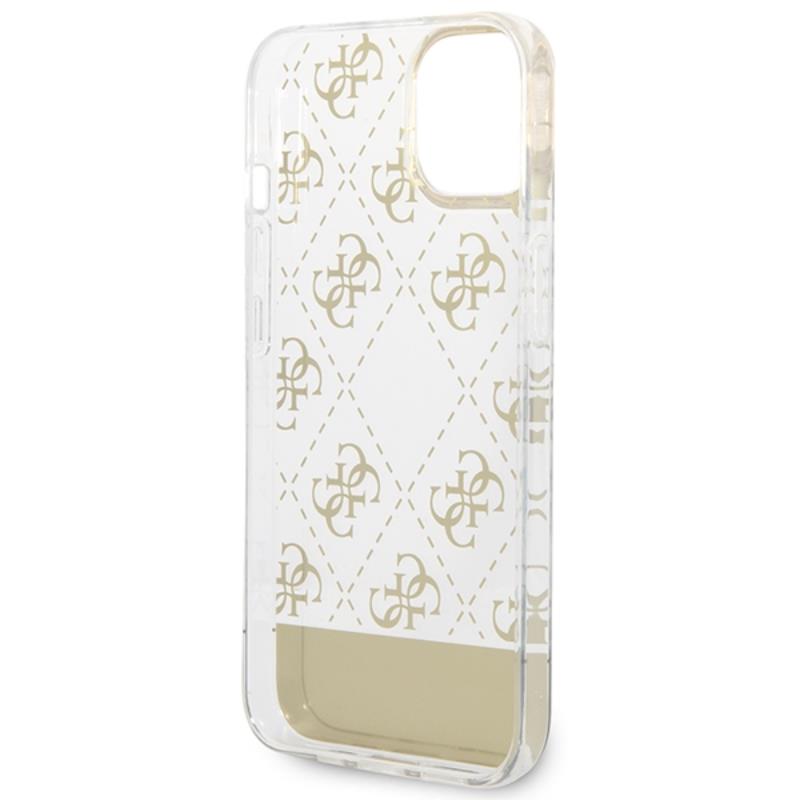 Guess 4G Stripe Script Logo Electroplated Pattern – Dėklas iPhone 14 Plus (auksinis)