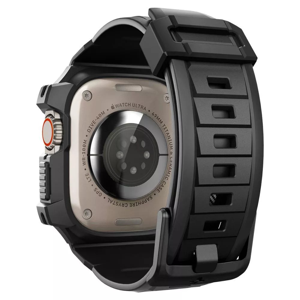 Spigen Rugged Armor Pro dėklas – apyrankė su dėklu, skirta Apple Watch Ultra 49 mm (juoda)