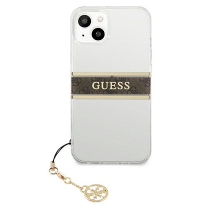 Guess 4G Stripe Rudas pakabukas – dėklas, skirtas iPhone 13 mini (Skaidrus)