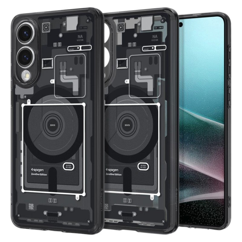 Spigen Ultra Hybrid Mag MagSafe – dėklas, skirtas Samsung Galaxy S25 Edge (Zero One Black)