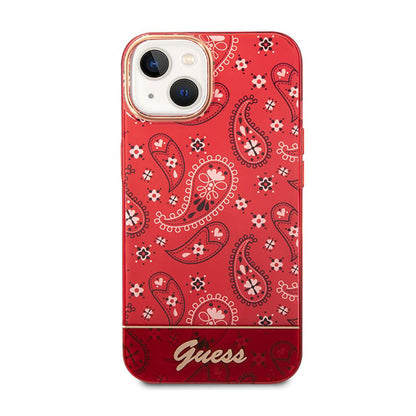 Guess Bandana Paisley – „iPhone 14 Plus“ dėklas (raudonas)