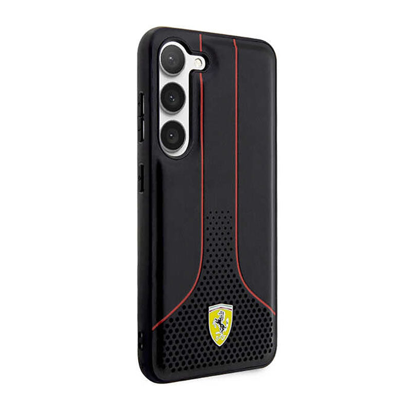 Ferrari Perforated 296P Collection - dėklas Samsung Galaxy S23 (juodas)