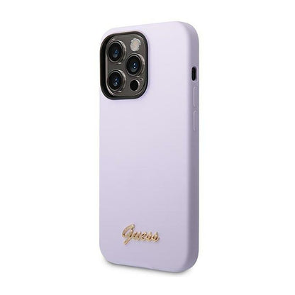Guess Silicone Vintage - dėklas, skirtas „iPhone 14 Pro“ (violetinis)