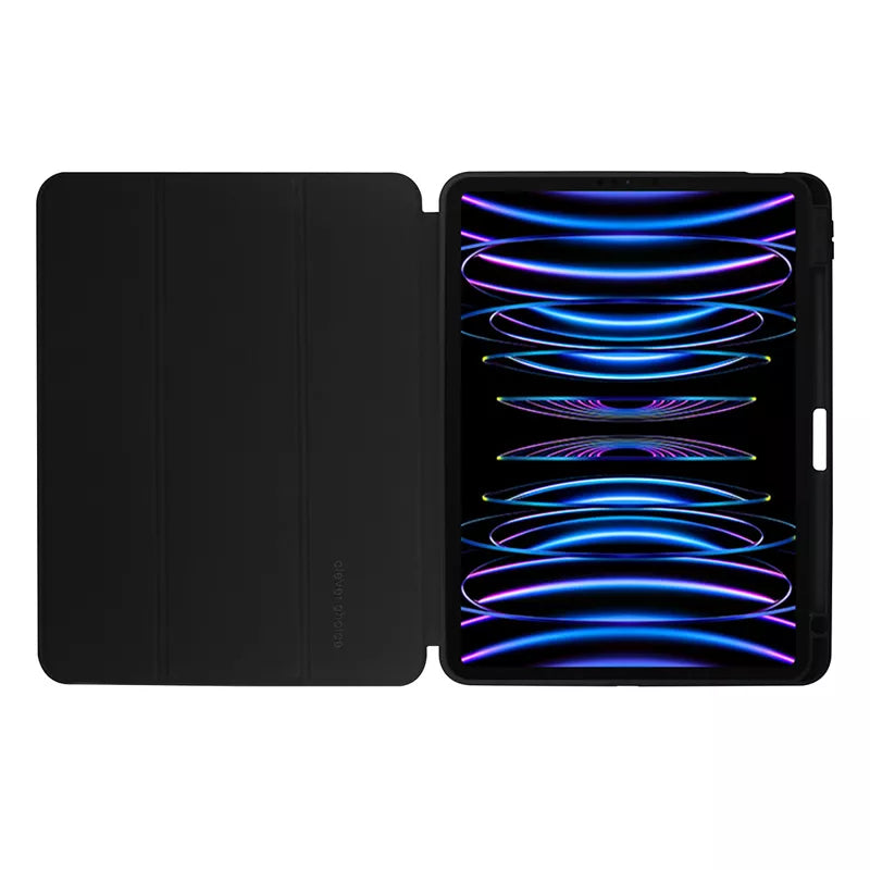 Crong PrimeFolio – Dėklas skirtas iPad Air 11” M3 (2025) / iPad Air 11” M2 (2024) / iPad Air 10.9” (5-4 kartos) / iPad Pro 11" (2022-2021) (juodas/skaidrus)