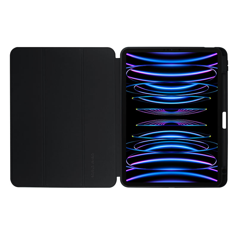 Crong PrimeFolio – dėklas iPad Air 11” (2026–2024) / iPad Air 10.9” (5-osios–4-osios kartos) / iPad Pro 11" (2022–2021) (juodas/skaidrus)