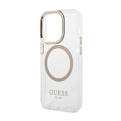 Guess Metal Outline MagSafe – dėklas, skirtas „iPhone 14 Pro Max“ (skaidrus)