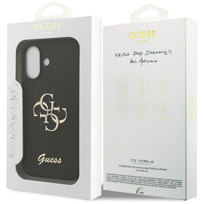 Guess Fixed Glitter Big 4G - Dėklas iPhone 17 (juodas)