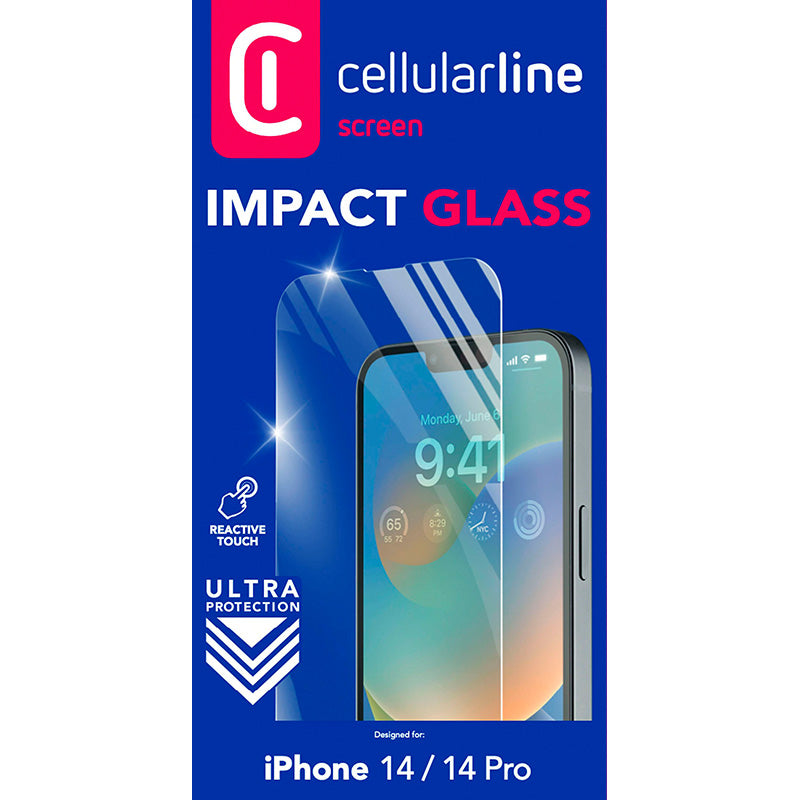 Cellularline Impact Glass – Grūdintas apsauginis stiklas skirtas iPhone 14 / iPhone 14 Pro
