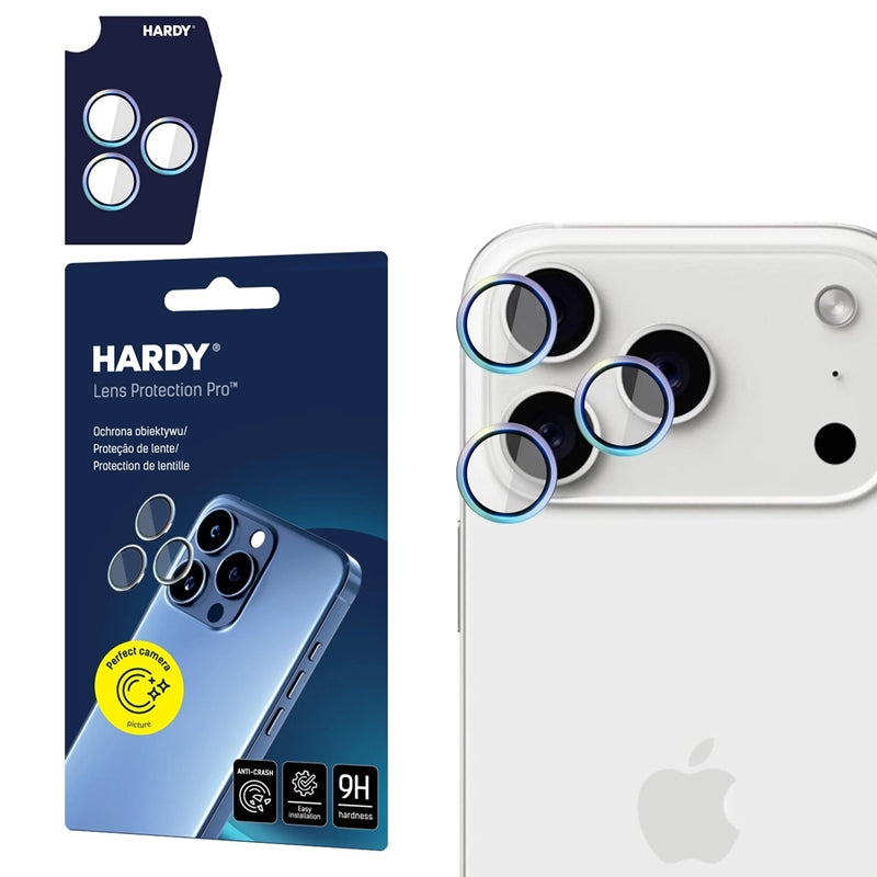 3mk HARDY Objektyvo Apsauga Pro – Objektyvo stiklas, skirtas iPhone 17 Pro / iPhone 17 Pro Max (Vaivorykštinis)