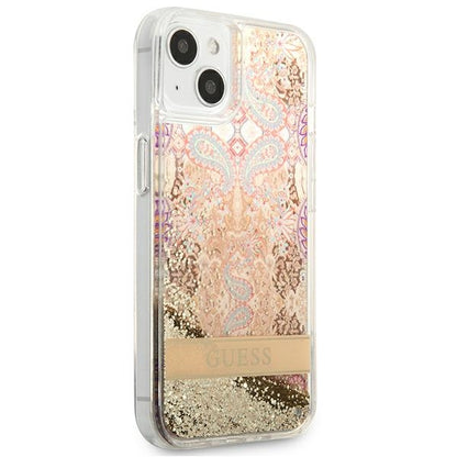 Guess Liquid Glitter Paisley – Dėklas iPhone 13 mini (auksinis)