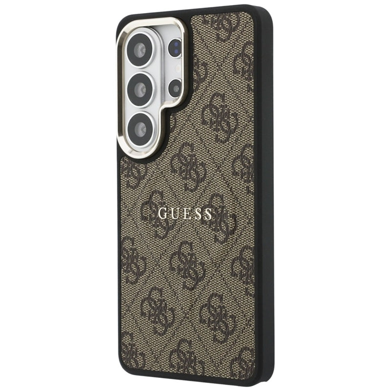 Guess 4G reljefinis prsten MagSafe dėklas "Samsung Galaxy S26 Ultra" (rudos spalvos)