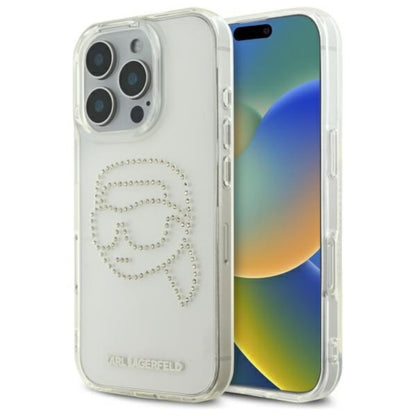 Karl Lagerfeld IML Rhinestones Karl Head – dėklas, skirtas iPhone 16 Pro Max (skaidrus)
