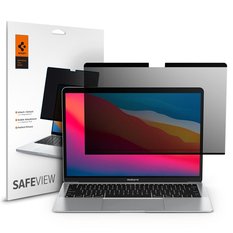 Spigen SafeView Privacy – Privatumo plėvelė, skirta MacBook Air 13.6" M4 (2025) / M3 (2024) / M2 (2022)
