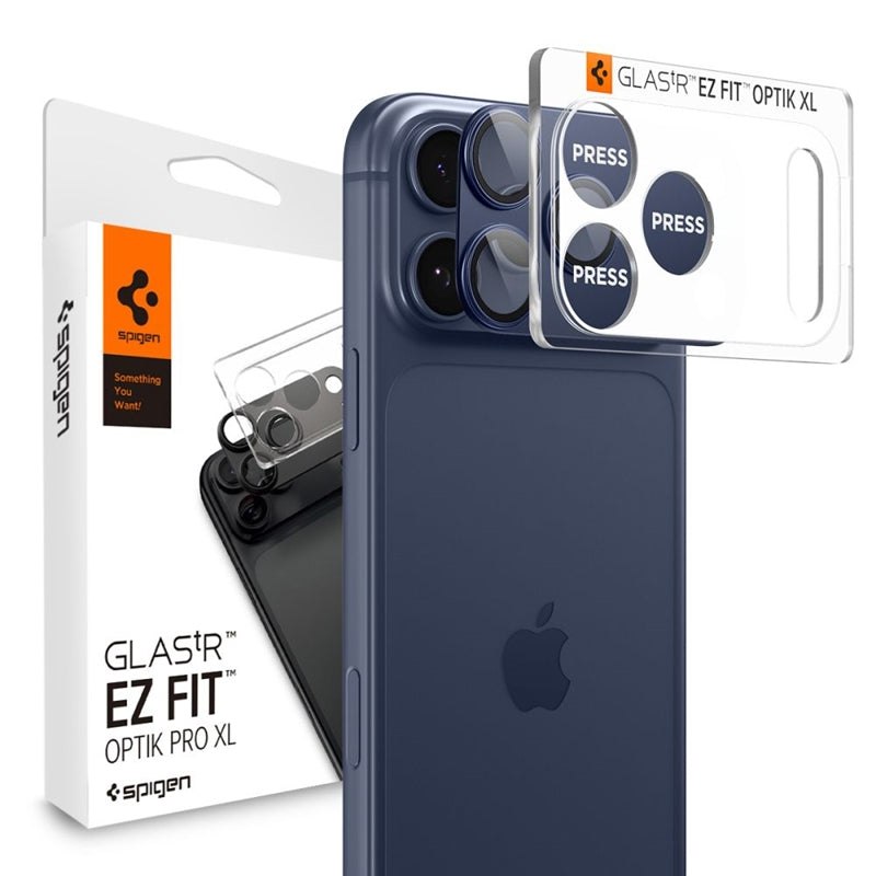 Spigen Optik Pro XL Glas.TR EZ Fit – Objektyvo apsauga iPhone 17 Pro (Mėlyna)