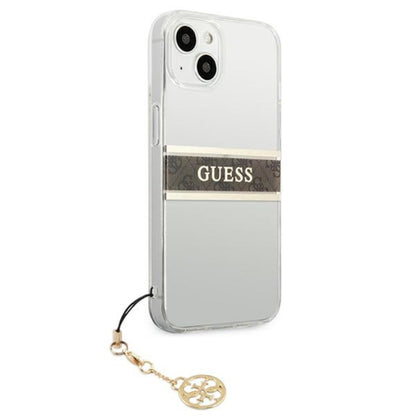 Guess 4G Stripe Rudas pakabukas – dėklas, skirtas iPhone 13 mini (Skaidrus)