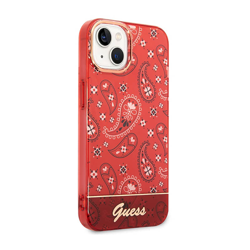 Guess Bandana Paisley – „iPhone 14 Plus“ dėklas (raudonas)