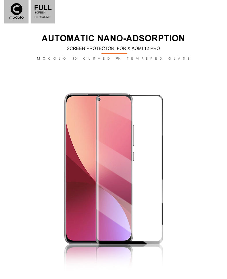 Mocolo 3D 9H Full Glue – Viso ekrano apsauginis stiklas, skirtas Xiaomi 12 Pro (juodas)