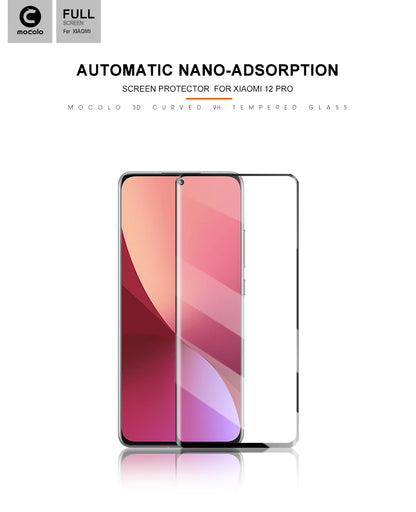 Mocolo 3D 9H Full Glue – Viso ekrano apsauginis stiklas, skirtas Xiaomi 12 Pro (juodas)
